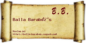Balla Barabás névjegykártya